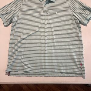 Izod Men's Polo Shirt - Light Blue and Black Stripes